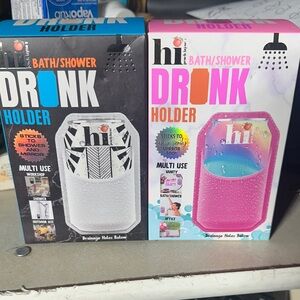 2 Bath/Shower Drink Holder - Black and Pink
